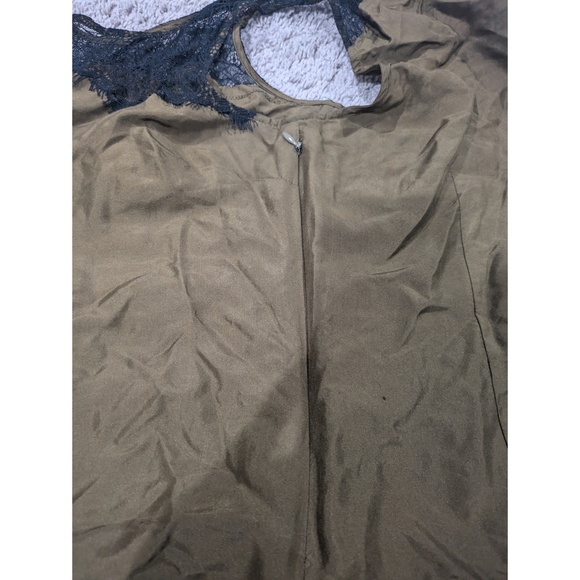 J. Crew Silk Tank Green Brown Size 6 with Lace - Picture 6 of 8